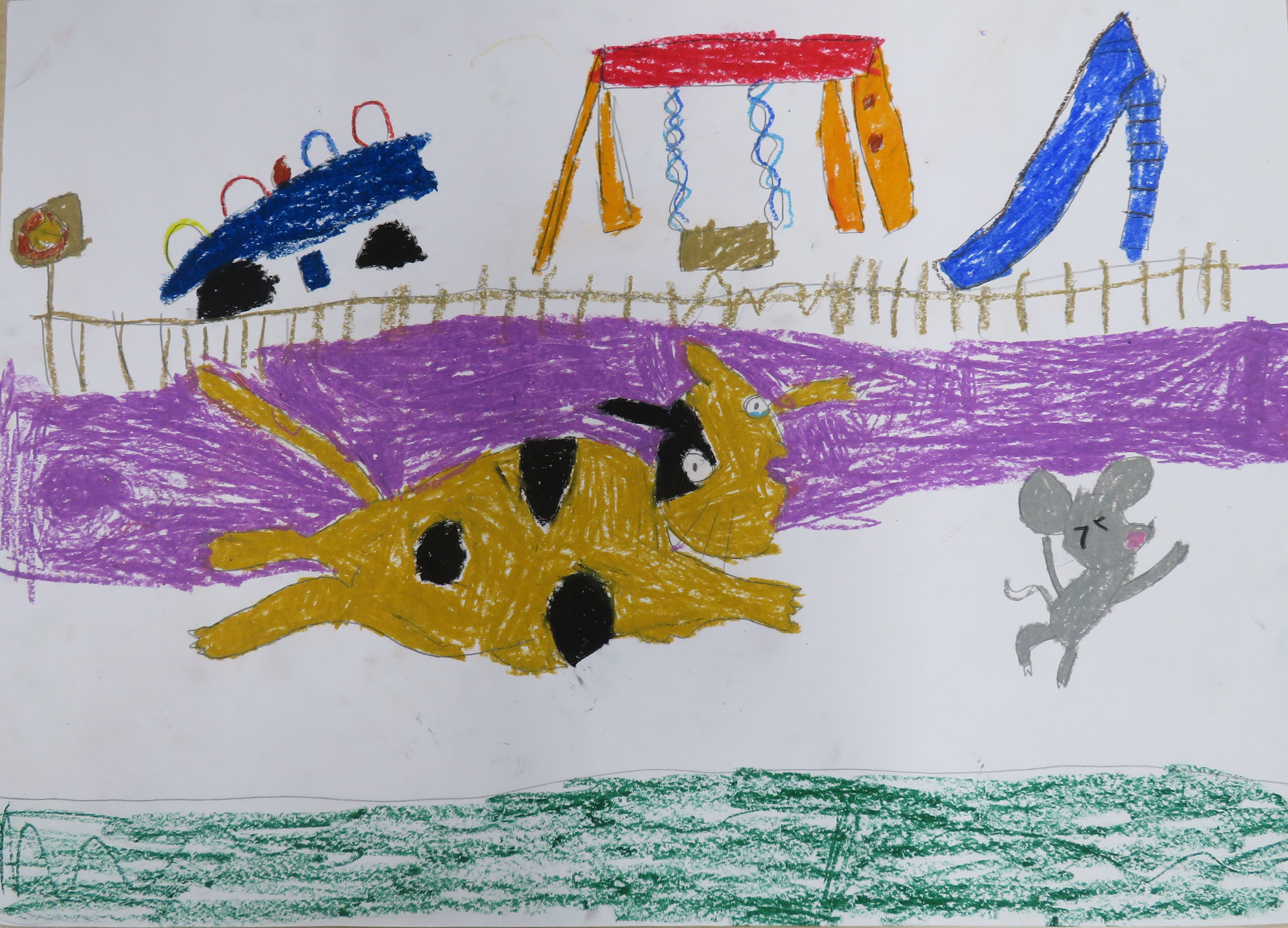 二支のはじまり～ねことねずみ～」小学１年　図工作品