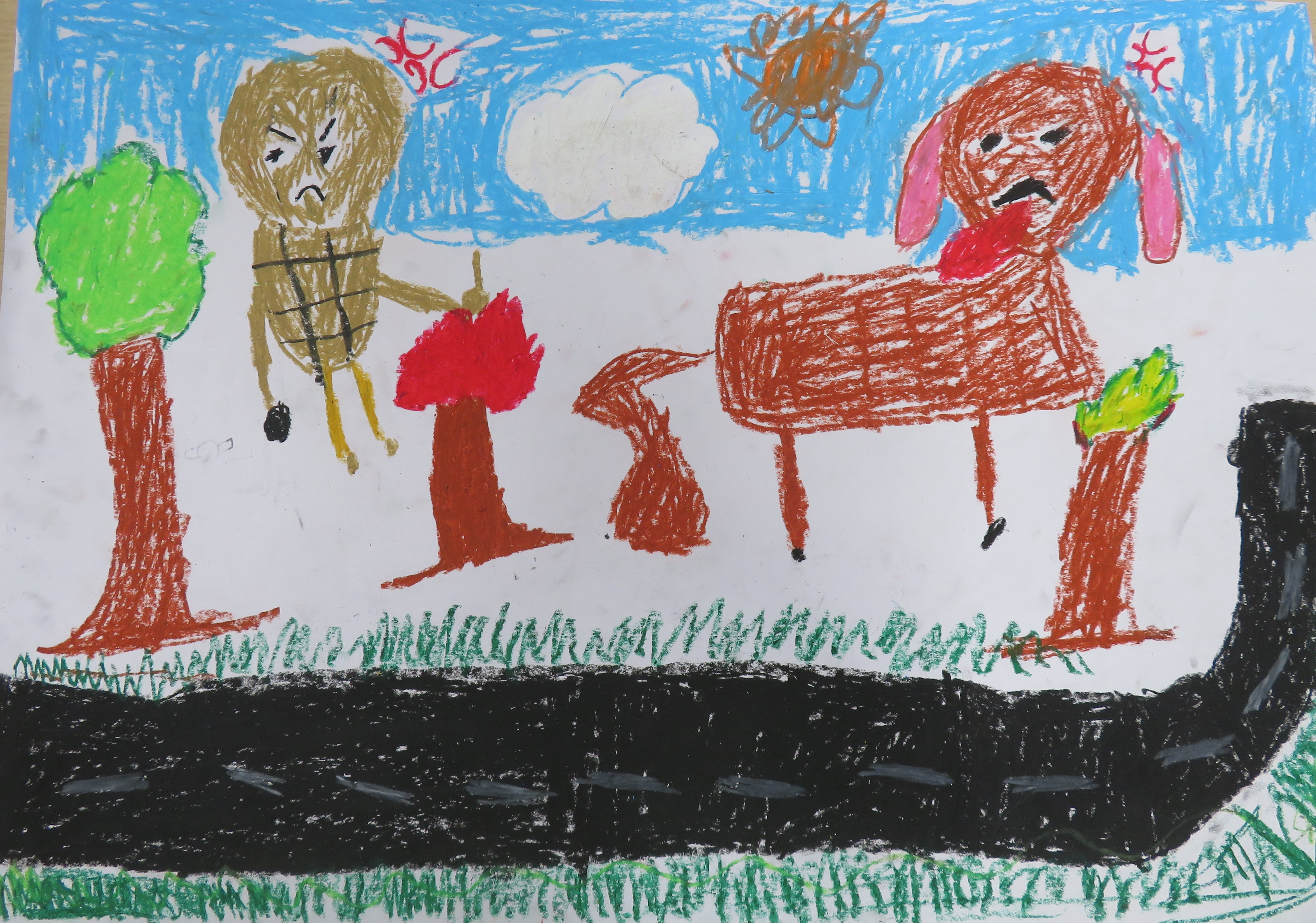 二支のはじまり～さるといぬ～」小学部１年　図工作品