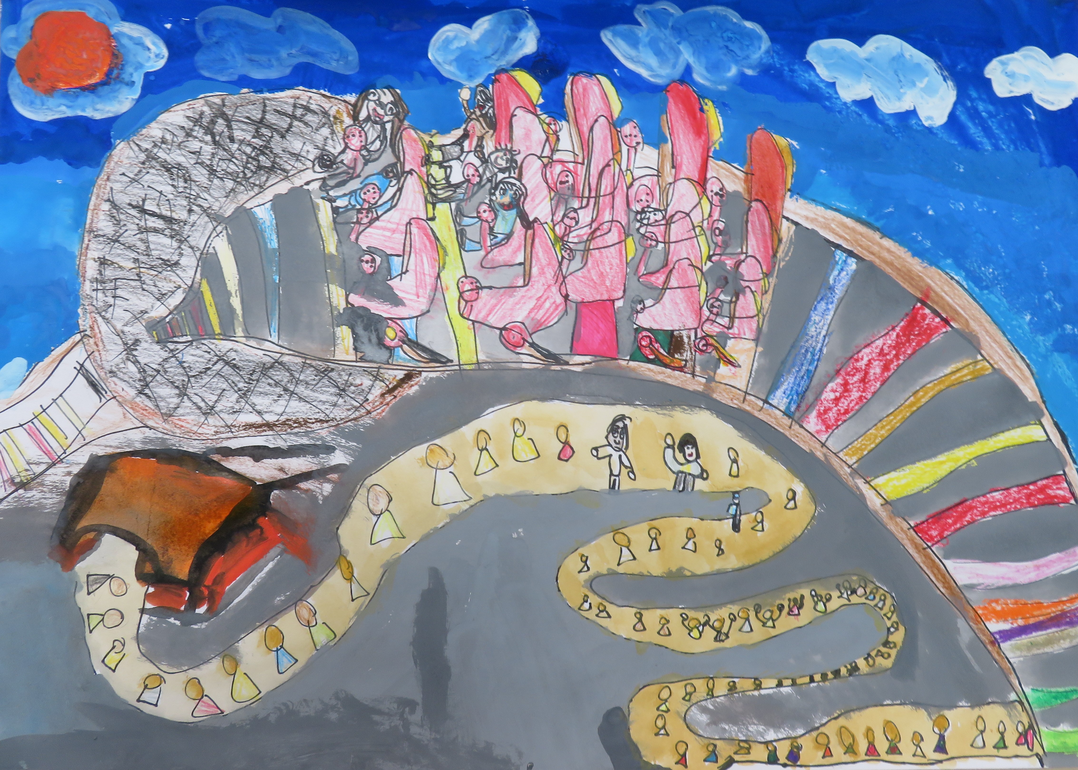 「修学旅行～ジェットコースター～」　小学部５年　図工作品